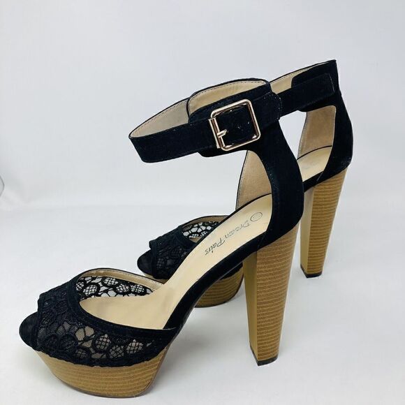 Dream‎ Paris Womans  Black Stiletto 5.5” Shoes, Open Toe, Ankle Strap Size 10 - Picture 15 of 15